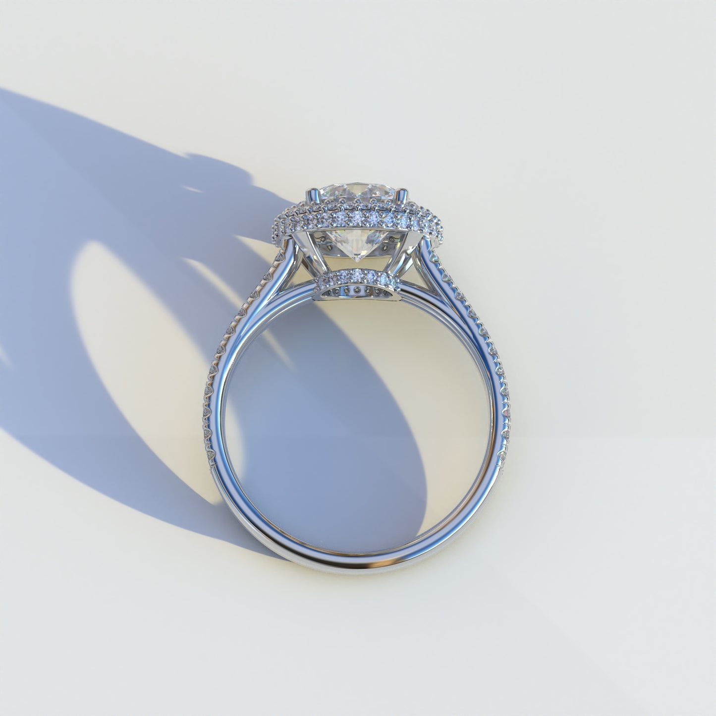 E VVS 1.5 Carat Round Cut Halo Pave Lab Diamond Ring - Élégance