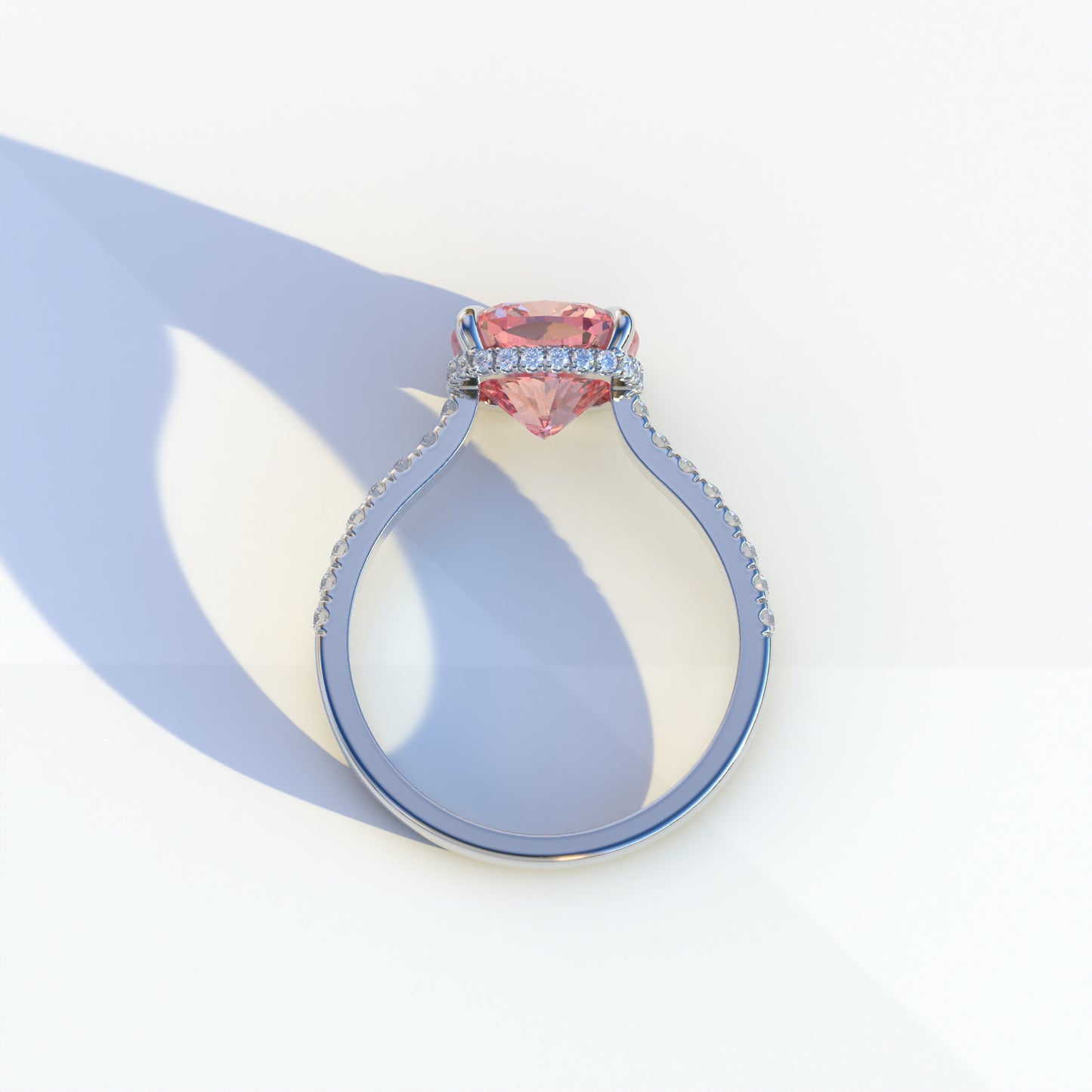 2 Carat Pink Cushion Cut Hidden Halo & Pave Lab Diamond Ring - Éblouissant