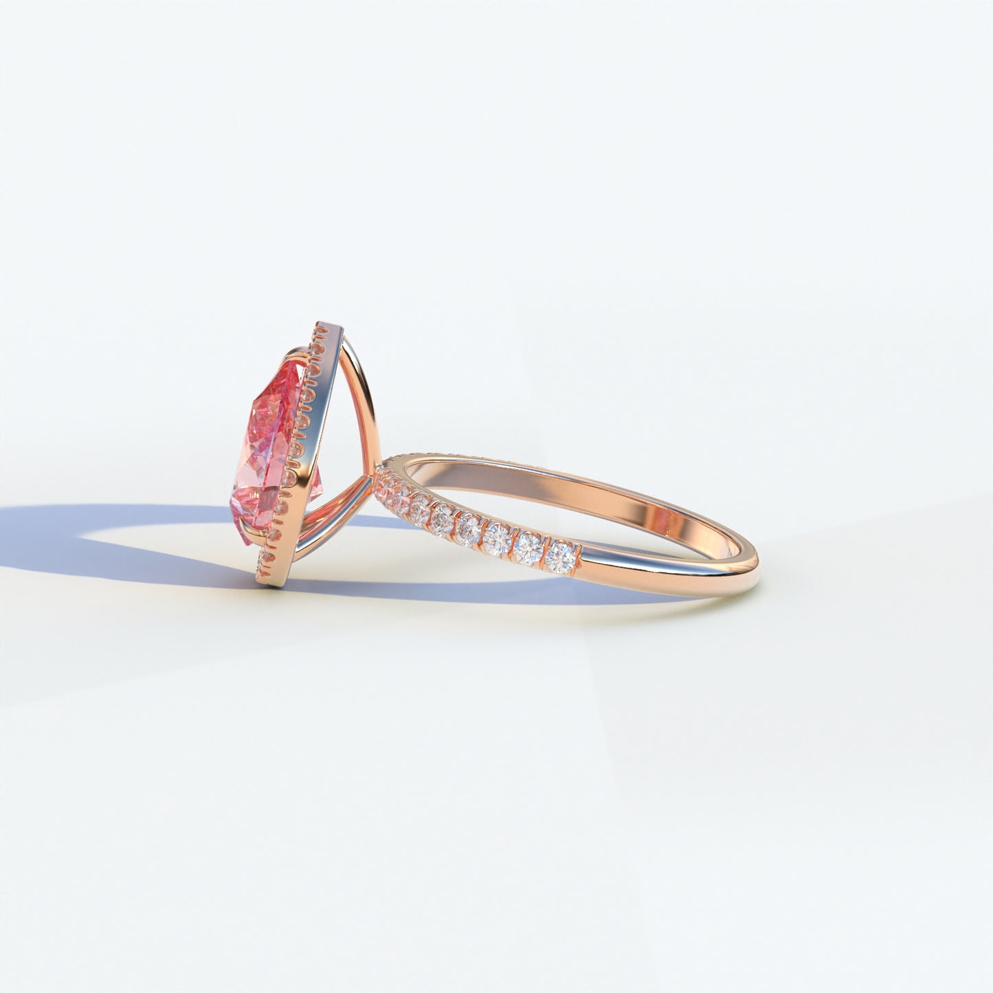 2 Carat Pink Pear Cut Halo & Pave Lab Diamond Ring - Glam Deck