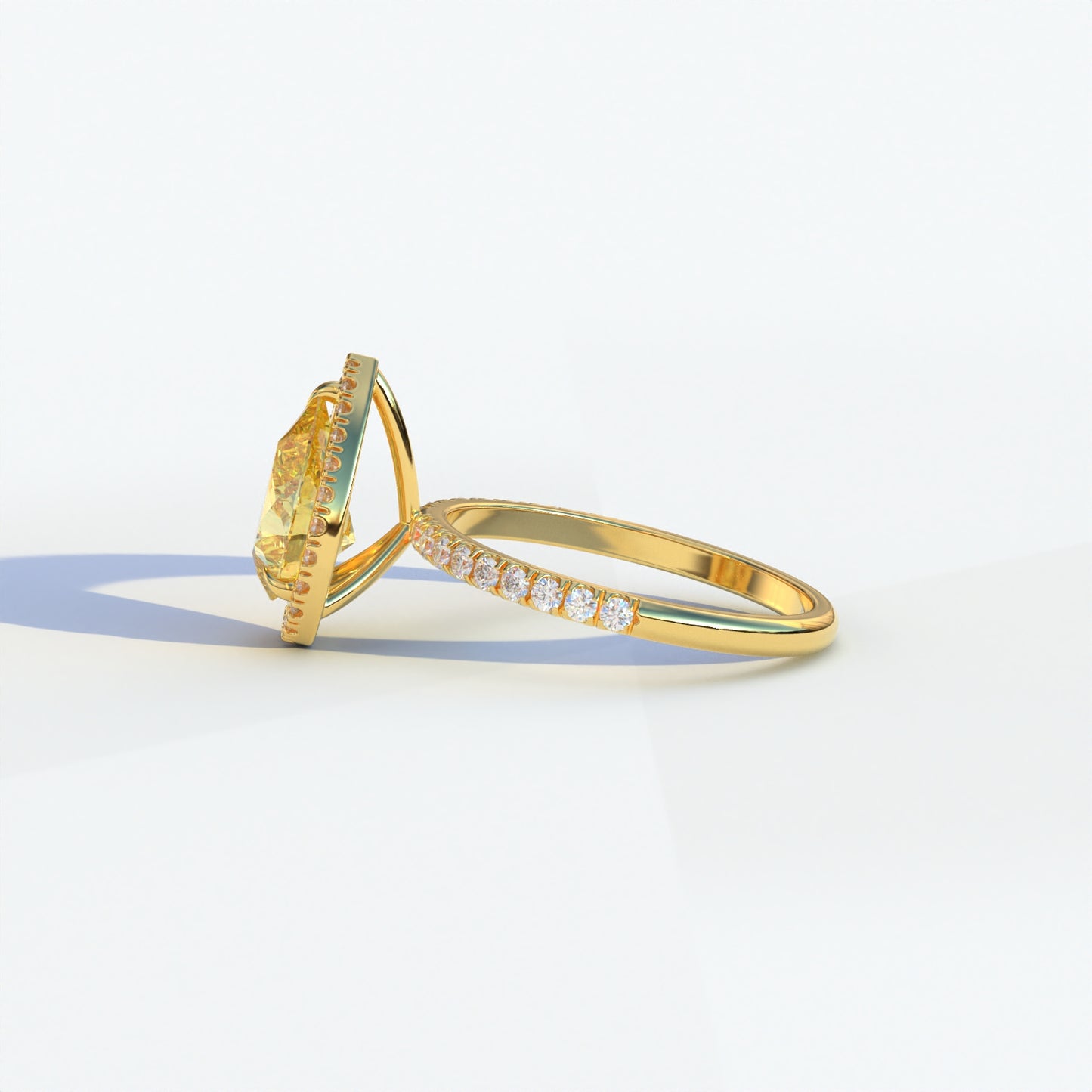 2 Carat Yellow Pear Cut Halo & Pave Lab Diamond Ring - Glam Deck