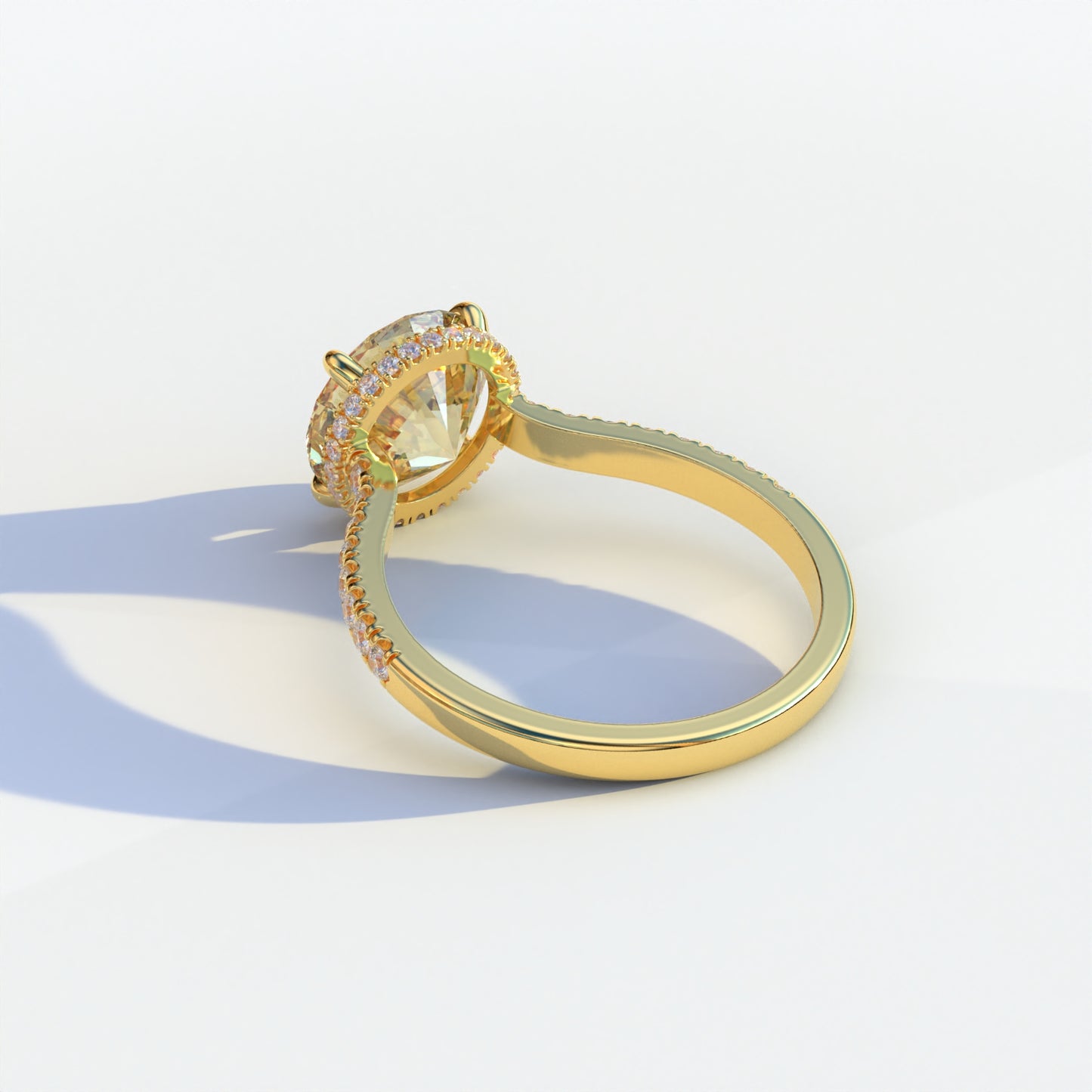 2 Carat Yellow Round Cut Hidden Halo & Pave Setting Lab Diamond Ring - Eblouissant