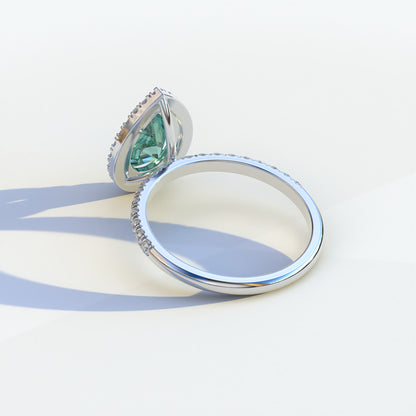 2 Carat Green Pear Cut Halo & Pave Lab Diamond Ring - Glam Deck