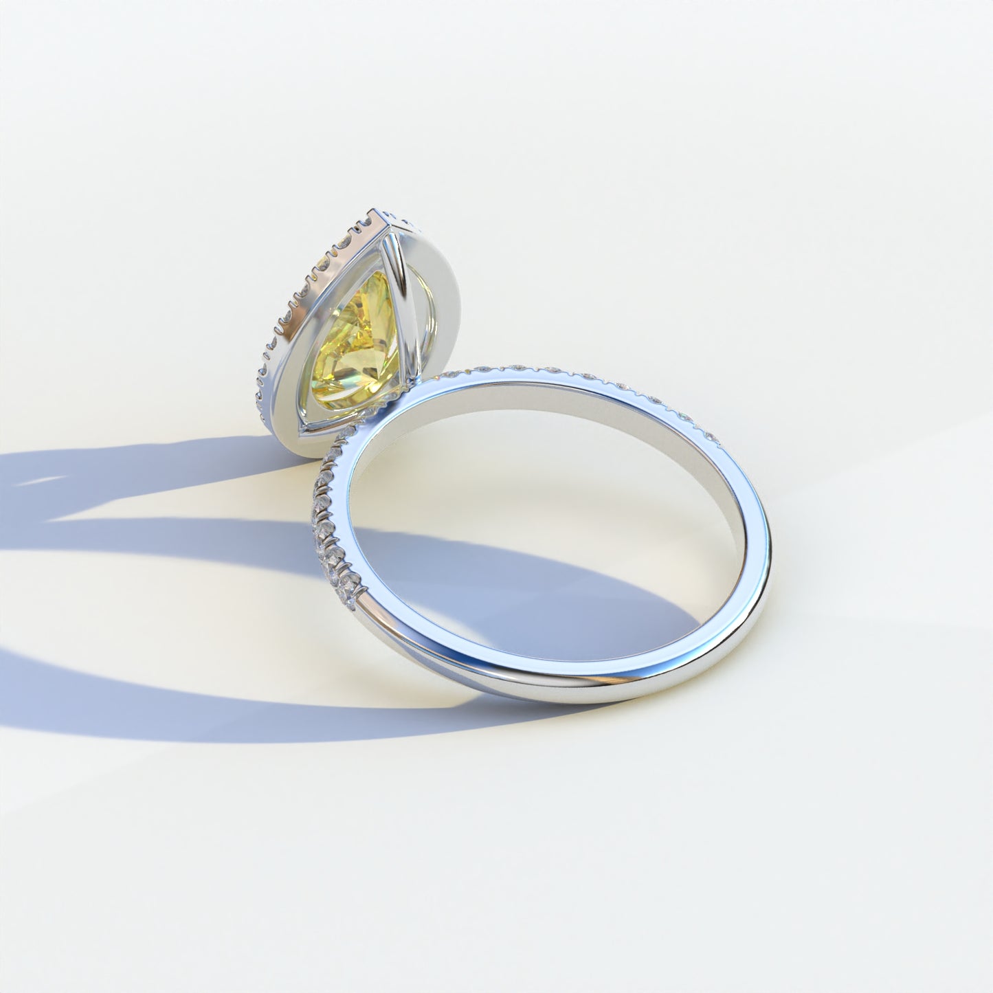 2 Carat Yellow Pear Cut Halo & Pave Lab Diamond Ring - Glam Deck