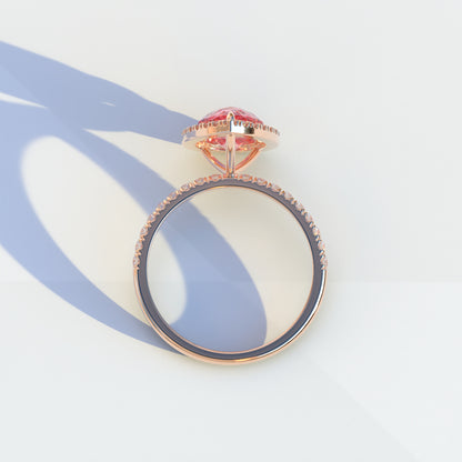 2 Carat Pink Pear Cut Halo & Pave Lab Diamond Ring - Glam Deck