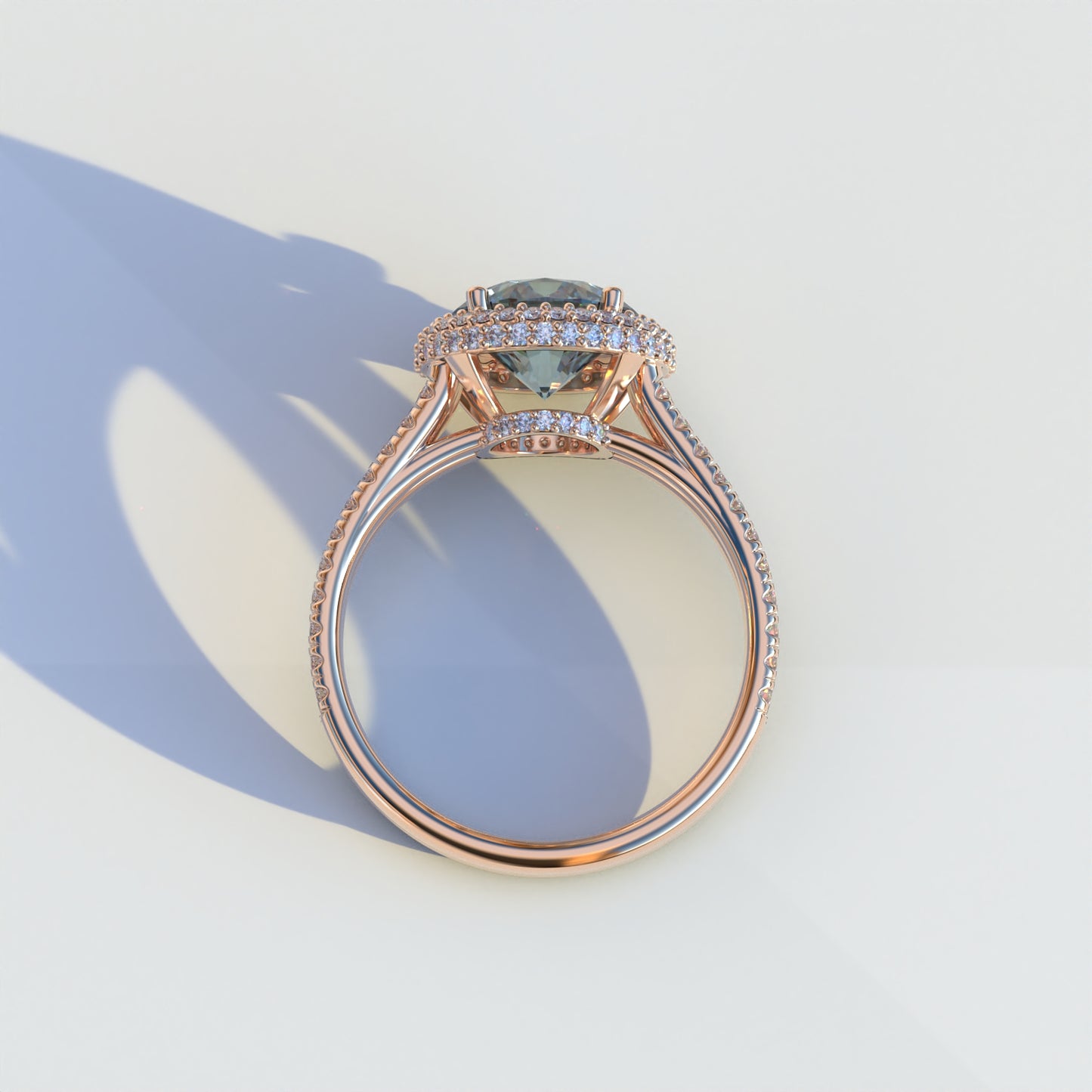 1.5 Carat Blue Round Cut Halo Pave Lab Diamond Ring - Élégance