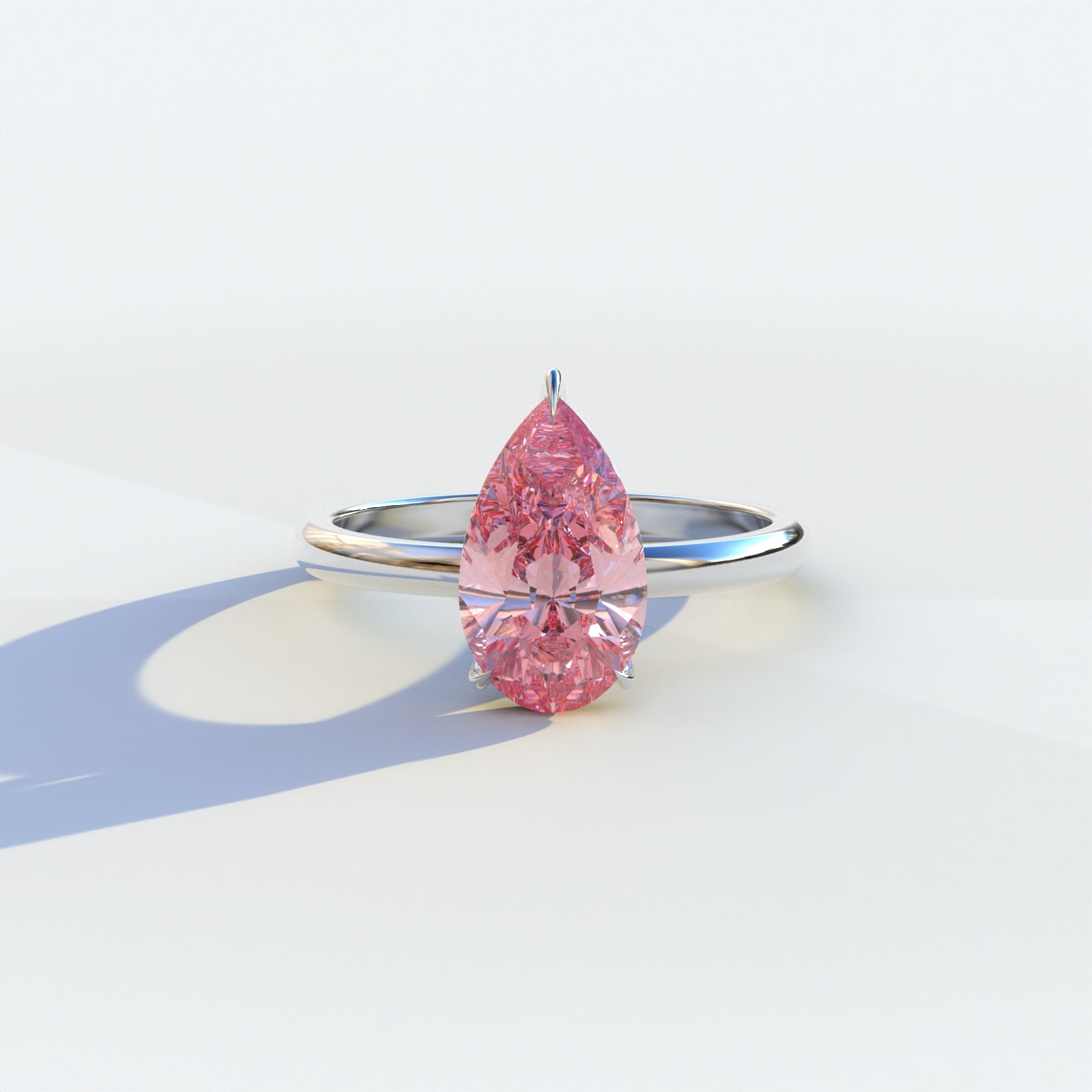 3 Carat Pink Pear Cut Solitaire Lab Grown Diamond Ring	