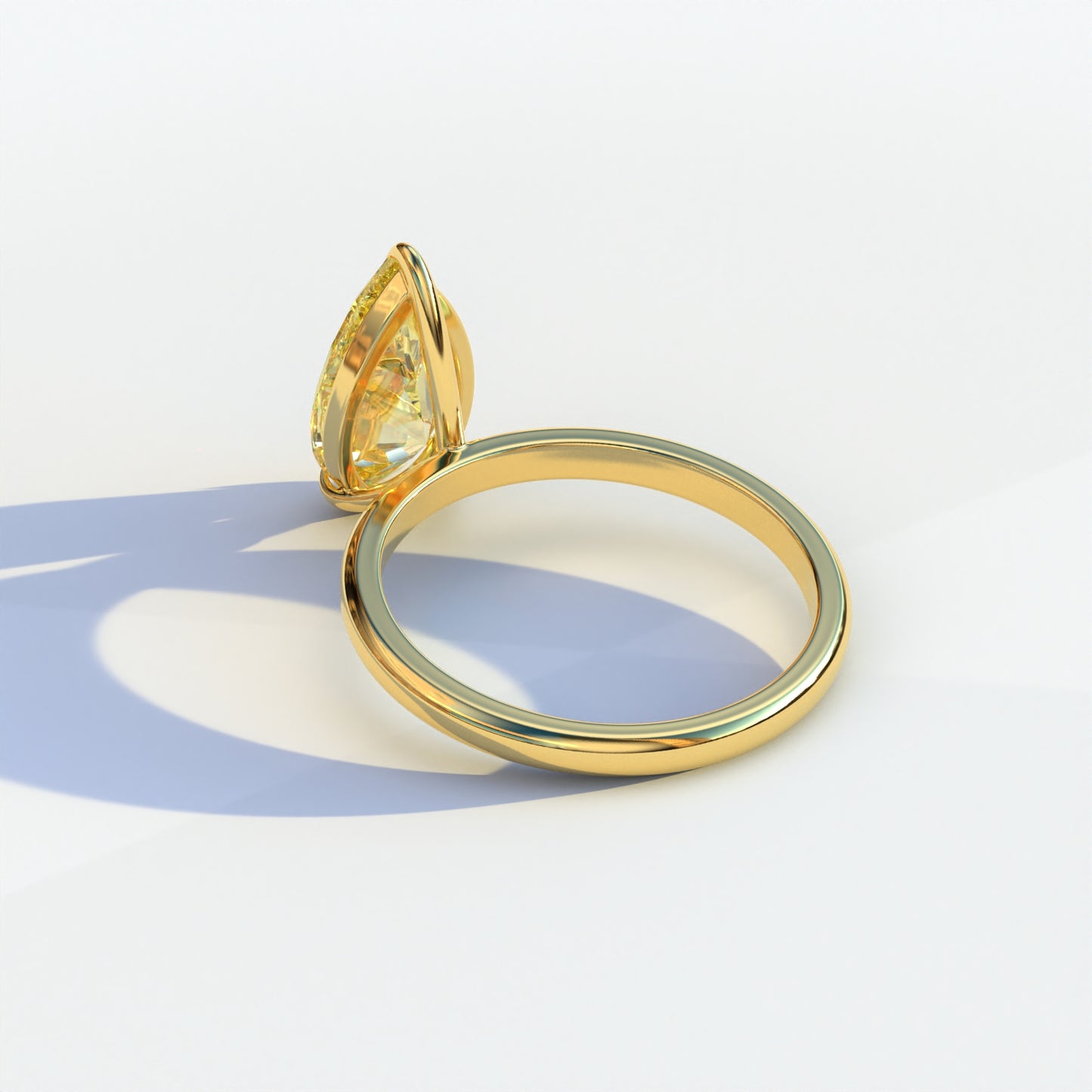 3 Carat Yellow Pear Cut Solitaire Lab Grown Diamond Ring - Maniola