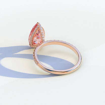 2 Carat Pink Pear Cut Hidden Halo & Pave Lab Diamond Ring - Eliza