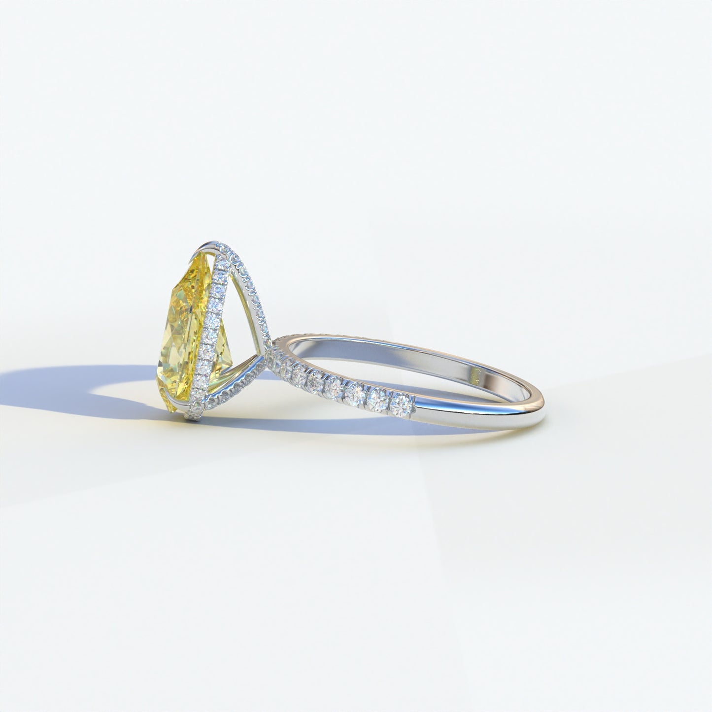 2 Carat Yellow Pear Cut Hidden Halo & Pave Lab Diamond Ring - Eliza