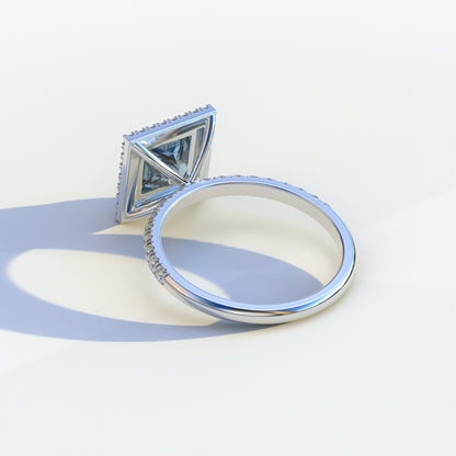 2 Carat Blue Princess Cut Halo & Pave Lab Diamond Ring - Diamond Prime