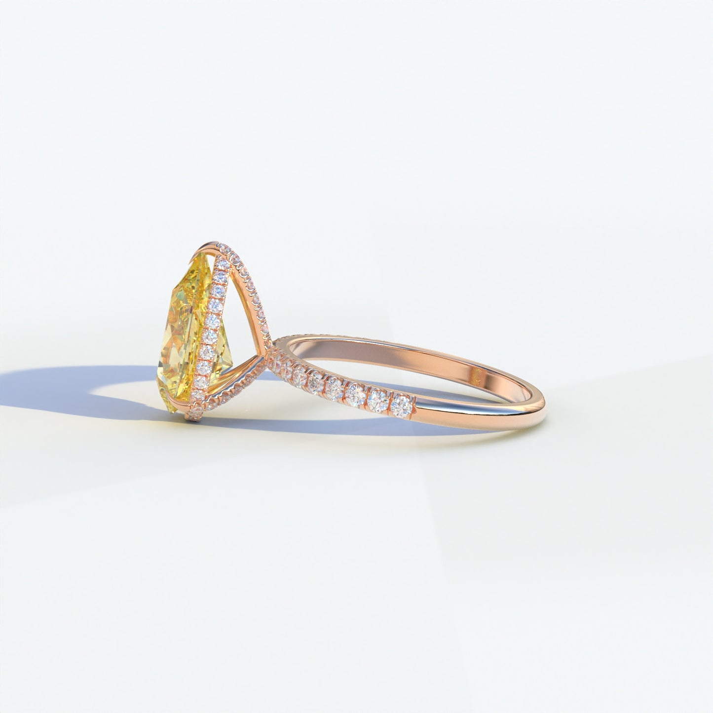 2 Carat Yellow Pear Cut Hidden Halo & Pave Lab Diamond Ring - Eliza