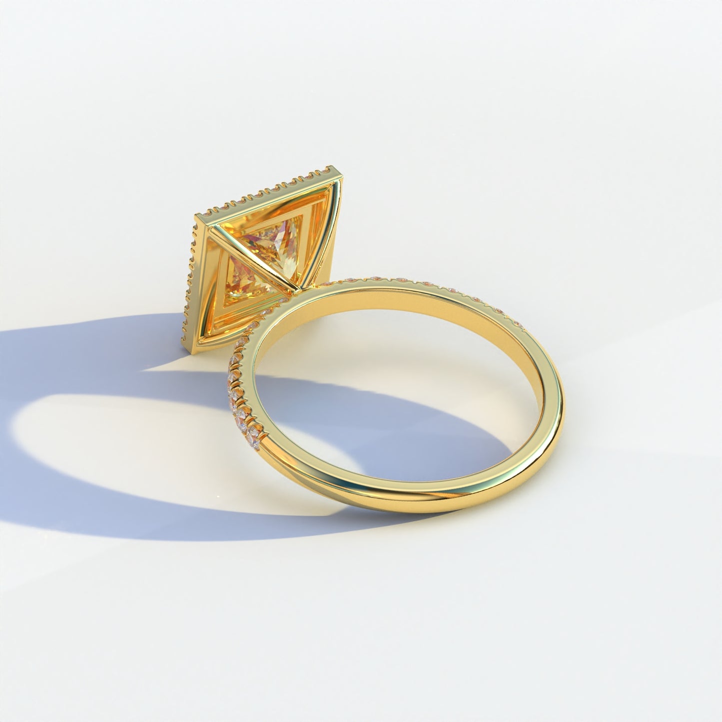 2 Carat Yellow Princess Cut Halo & Pave Lab Diamond Ring - Diamond Prime