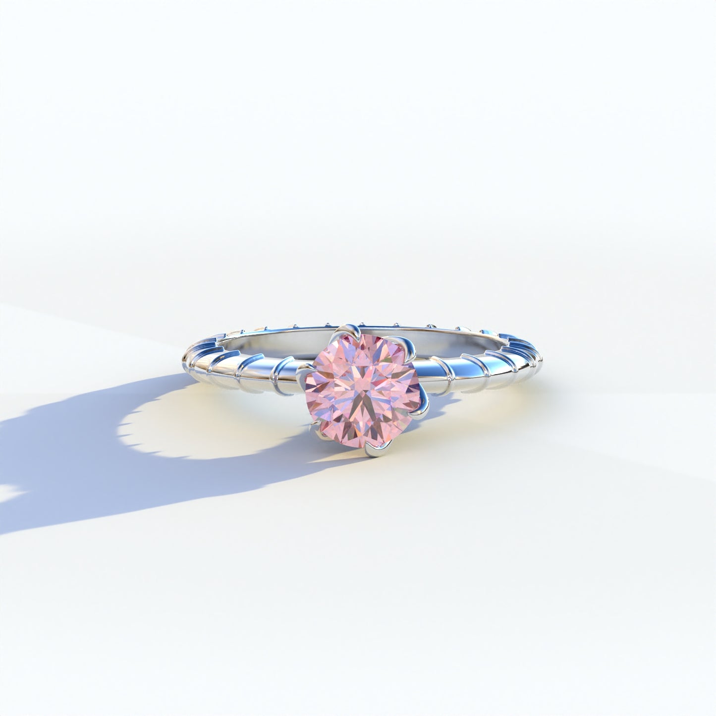 1 Carat Pink Round Cut Lab Diamond Ring	