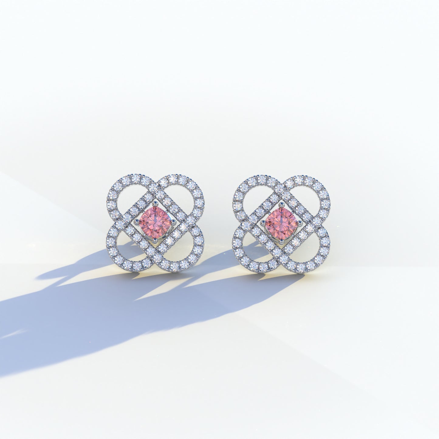 Pink Round Cut Lab Diamond Stud Earrings - Hanri Daussi