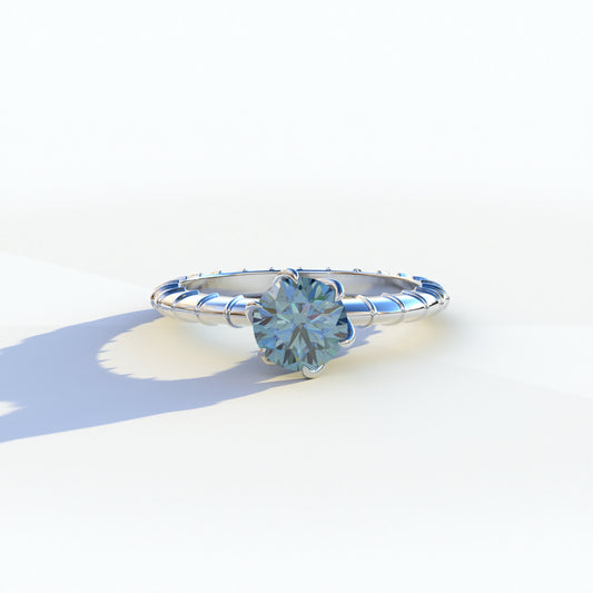 1 Carat Blue Round Cut Lab Diamond Ring	