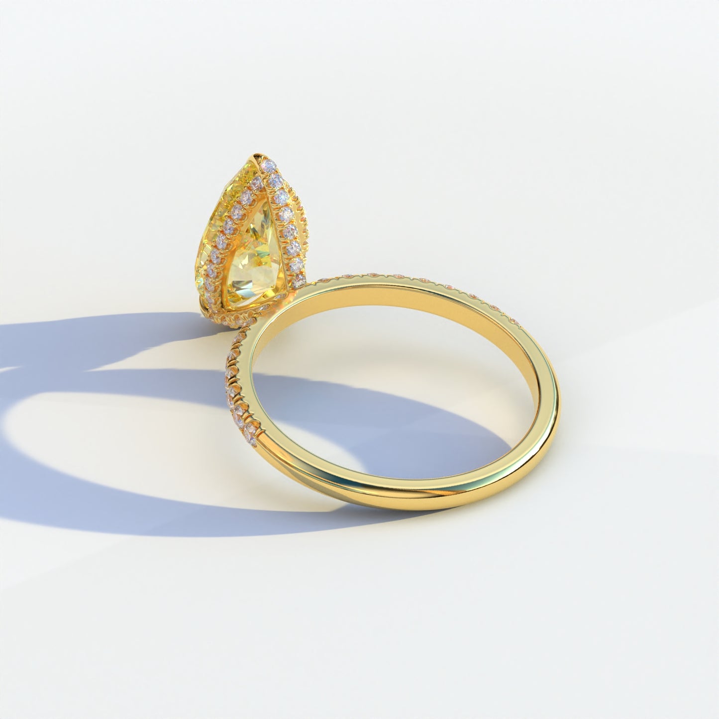 2 Carat Yellow Pear Cut Hidden Halo & Pave Lab Diamond Ring - Eliza