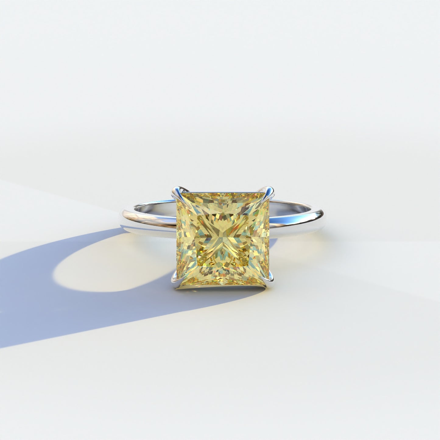 2.5 Carat Yellow Princess Cut Solitaire Lab Diamond Ring	