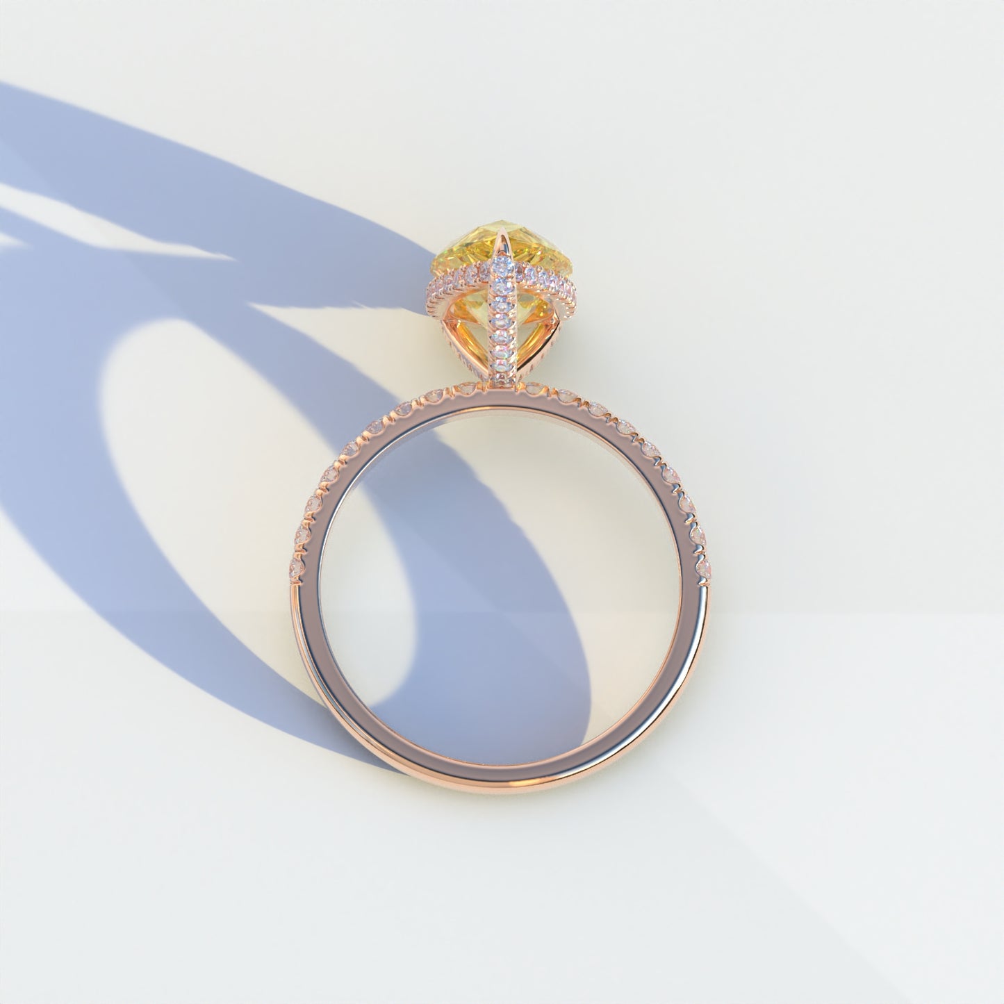 2 Carat Yellow Pear Cut Hidden Halo & Pave Lab Diamond Ring - Eliza