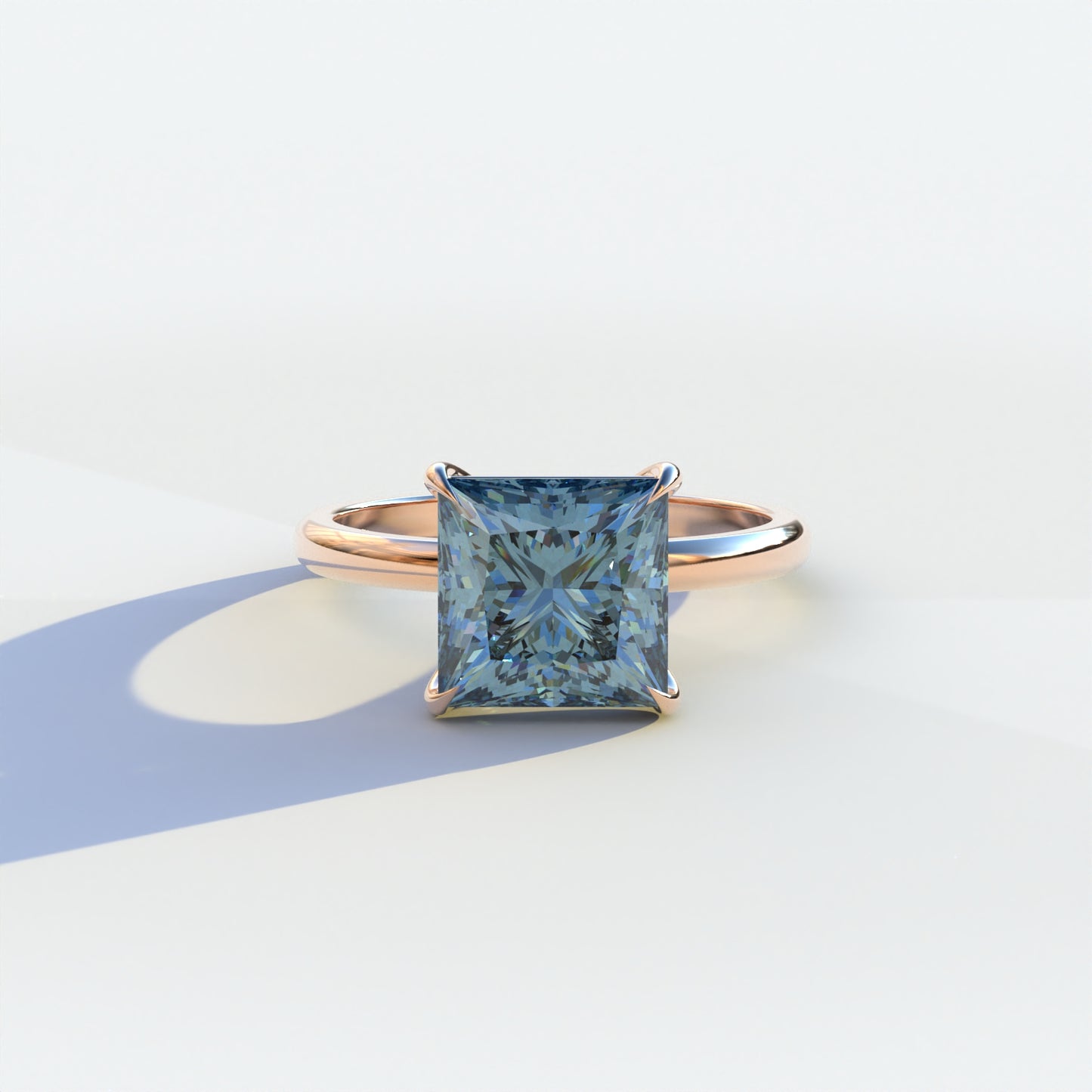 2.5 Carat Blue Princess Cut Solitaire Lab Diamond Ring - Speyeria