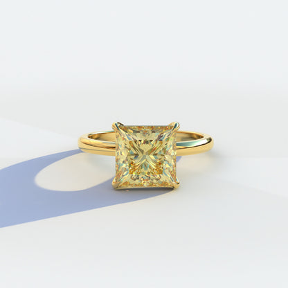 2.5 Carat Yellow Princess Cut Solitaire Lab Diamond Ring - Speyeria