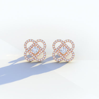 Round Cut Lab Diamond Stud Earrings - Hanri Daussi