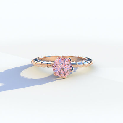 1 Carat Pink Round Cut Lab Diamond Ring - Hyper Glam