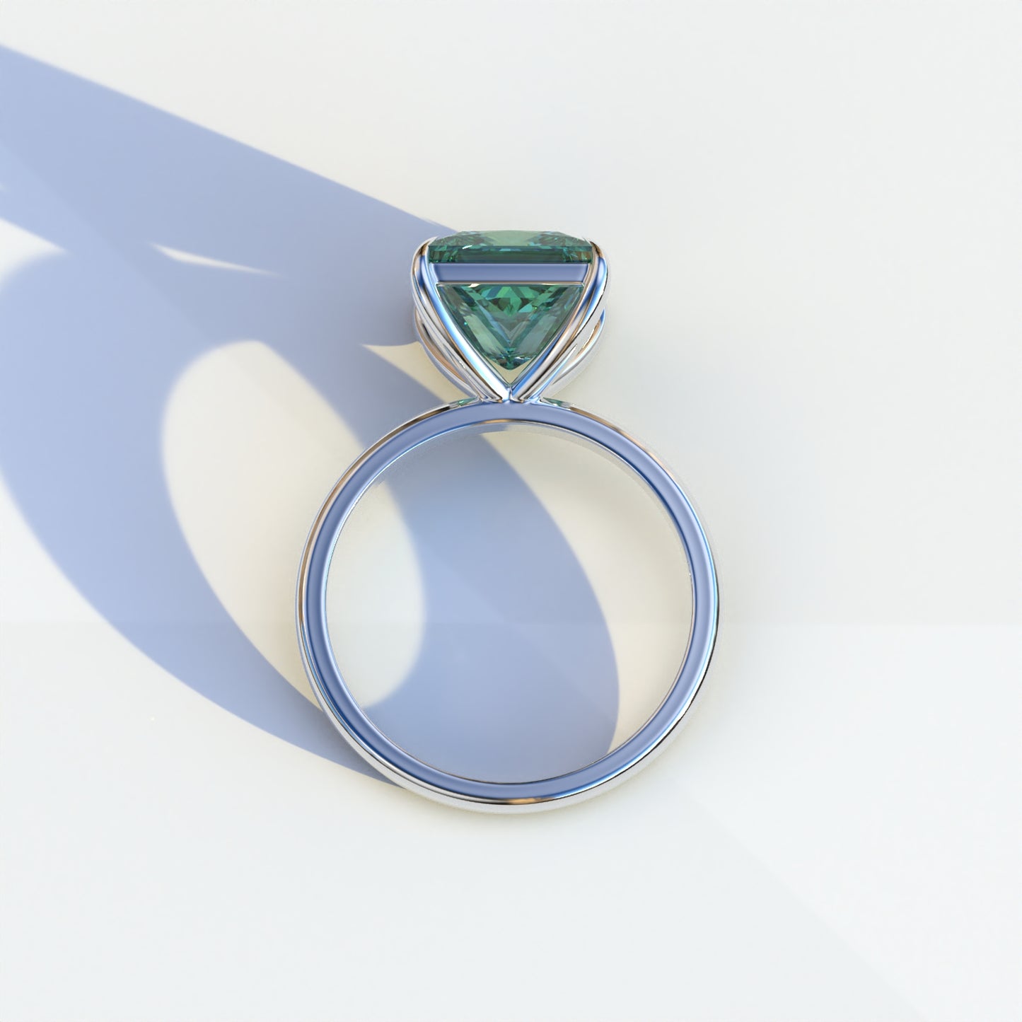 2.5 Carat Green Princess Cut Solitaire Lab Diamond Ring - Speyeria