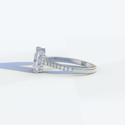 2 Carat E VVS Princess Cut Hidden Halo & Pave Setting Lab Diamond Ring - Eblouissant