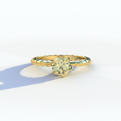 1 Carat Yellow Round Cut Lab Diamond Ring - Hyper Glam