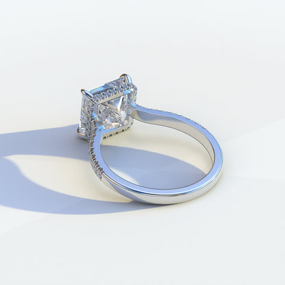 2 Carat E VVS Princess Cut Hidden Halo & Pave Setting Lab Diamond Ring - Eblouissant