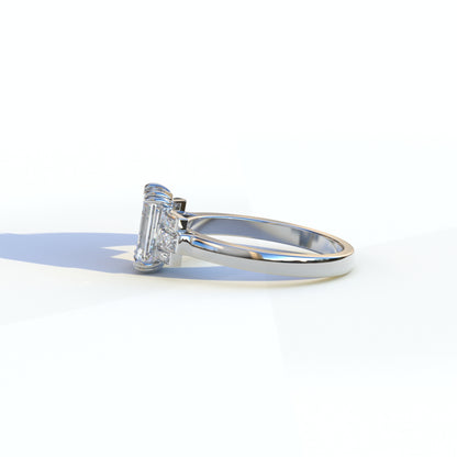 3 Carat Emerald Cut Lab Grown Diamond Engagement Ring - Leela