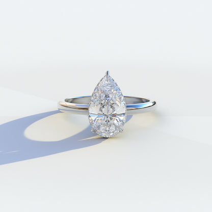 3.5 Carat E/VVS Pear Cut Hidden Halo Lab Grown Diamond Ring	