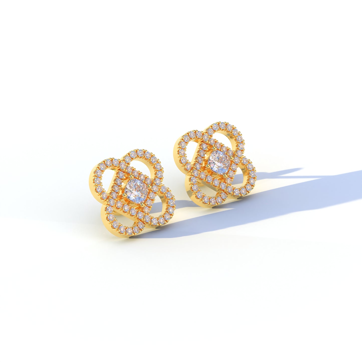 Round Cut Lab Diamond Stud Earrings - Hanri Daussi