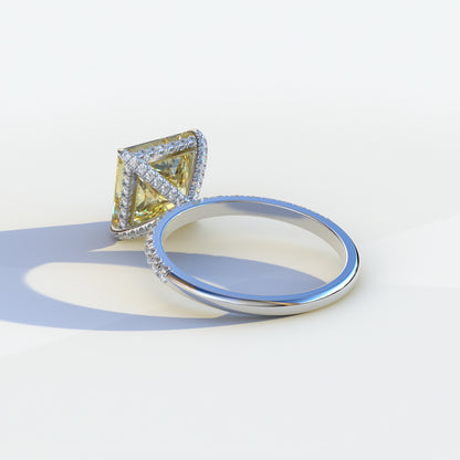 2 Carat Yellow Princess Cut Hidden Halo & Pave Lab Diamond Ring - Constella