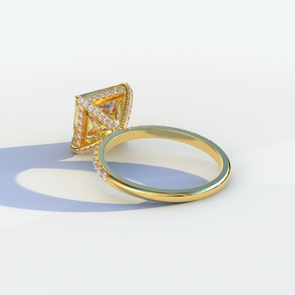 2 Carat Yellow Princess Cut Hidden Halo & Pave Lab Diamond Ring - Constella