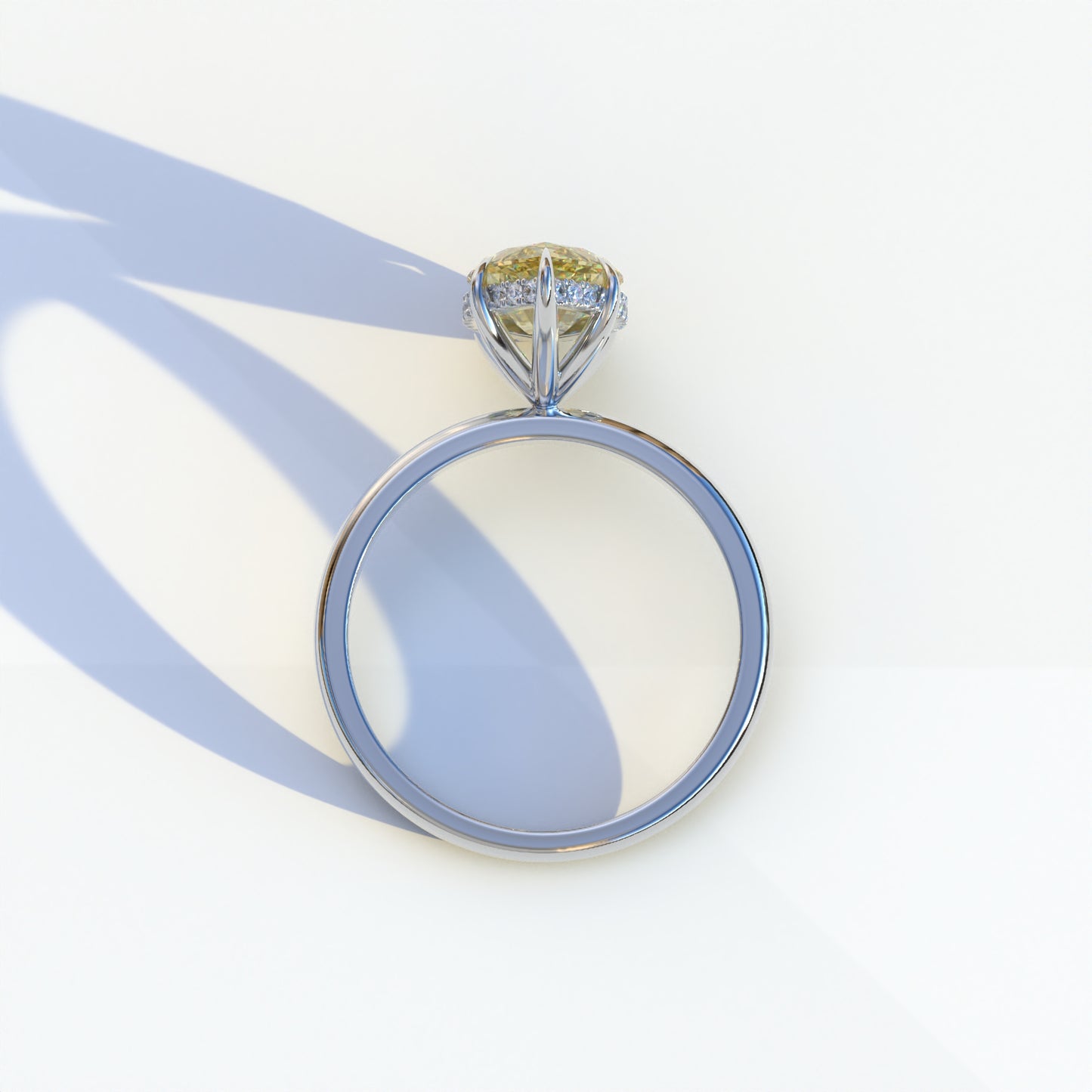 3.5 Carat Yellow Marquise Cut Hidden Halo & Claw Setting Lab Grown Diamond Ring - Meraviglioso