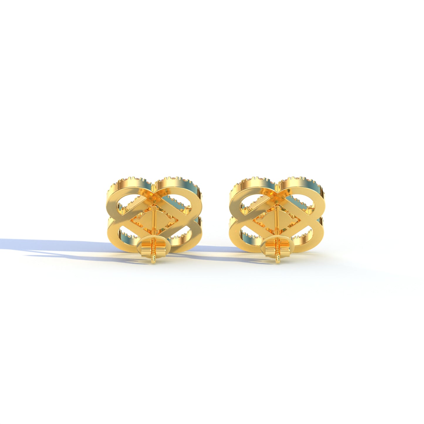 Yellow Color Round Cut Lab Diamond Stud Earrings - Hanri Daussi