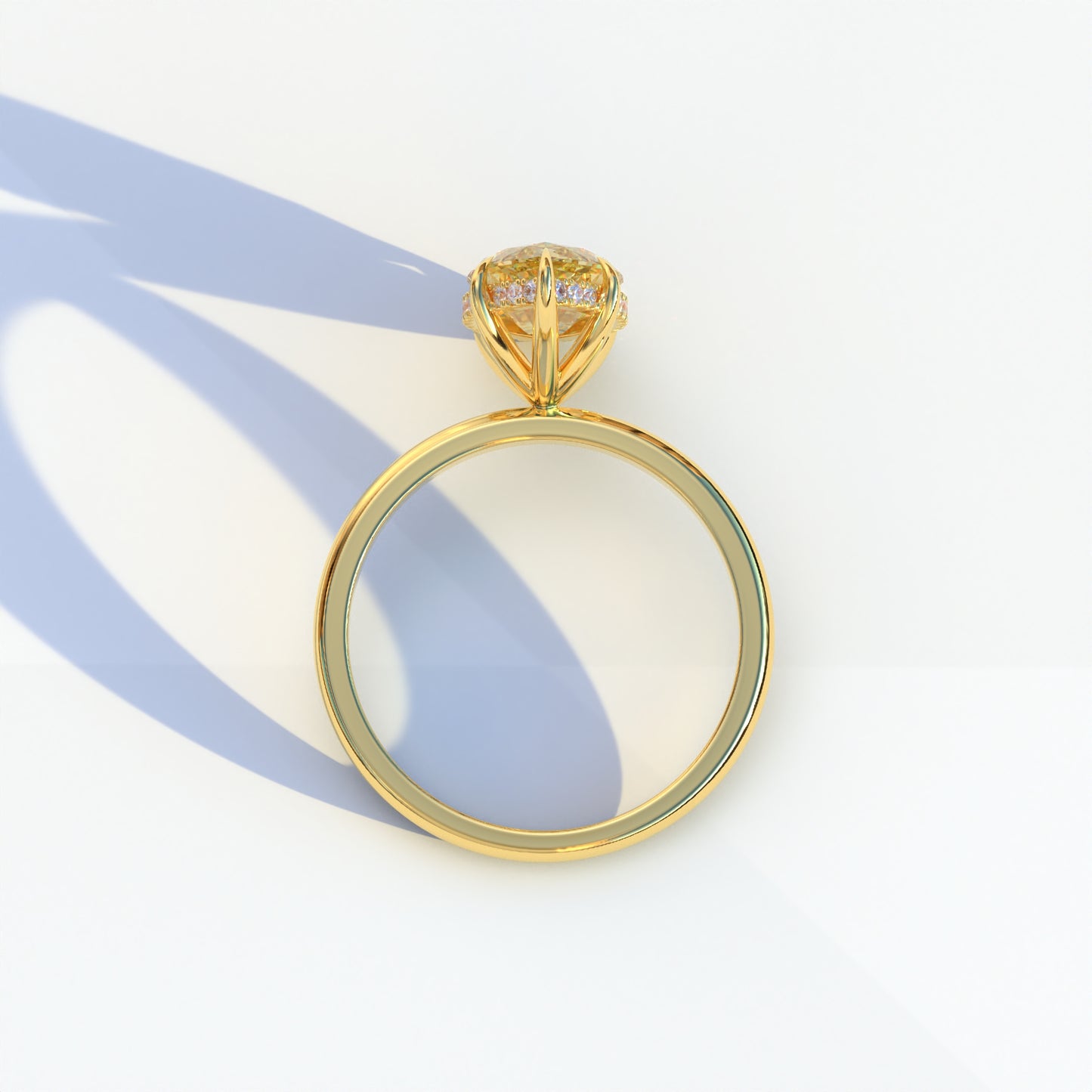 3.5 Carat Yellow Marquise Cut Hidden Halo & Claw Setting Lab Grown Diamond Ring - Meraviglioso