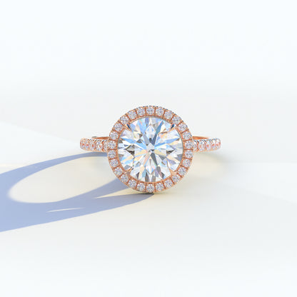 E VVS 2 Carat Round Cut Halo & Pave Lab Diamond Ring - Flutura