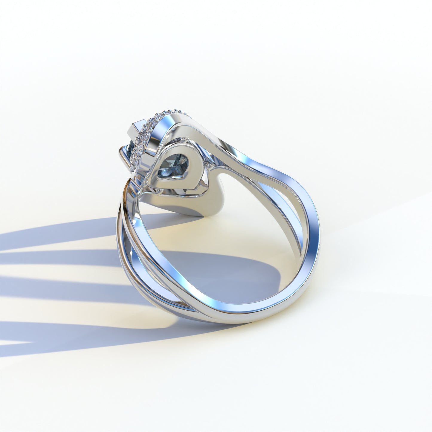 3 Carat Marquise Cut Blue Lab Diamond Curve Ring - Myka