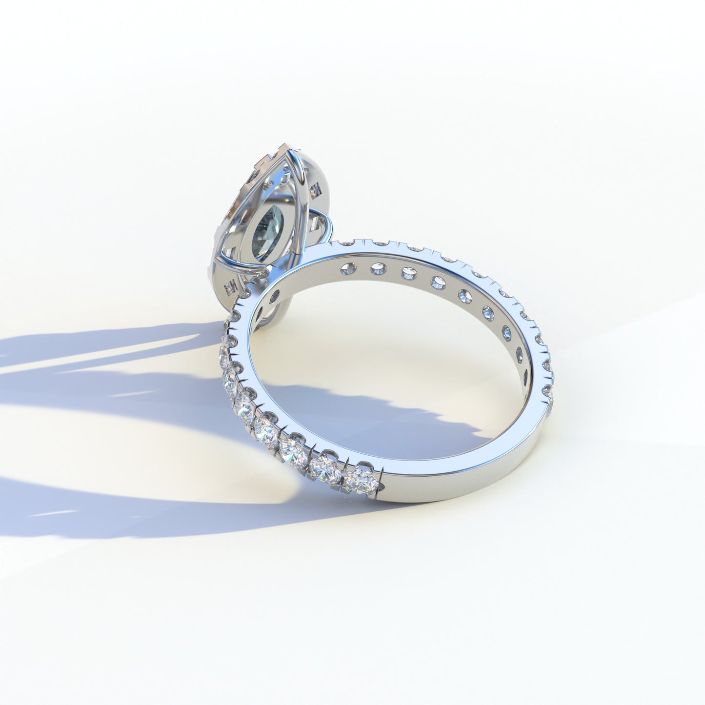 1 Carat Blue Marquise Halo Pave Lab Grown Diamond Ring - Luxe