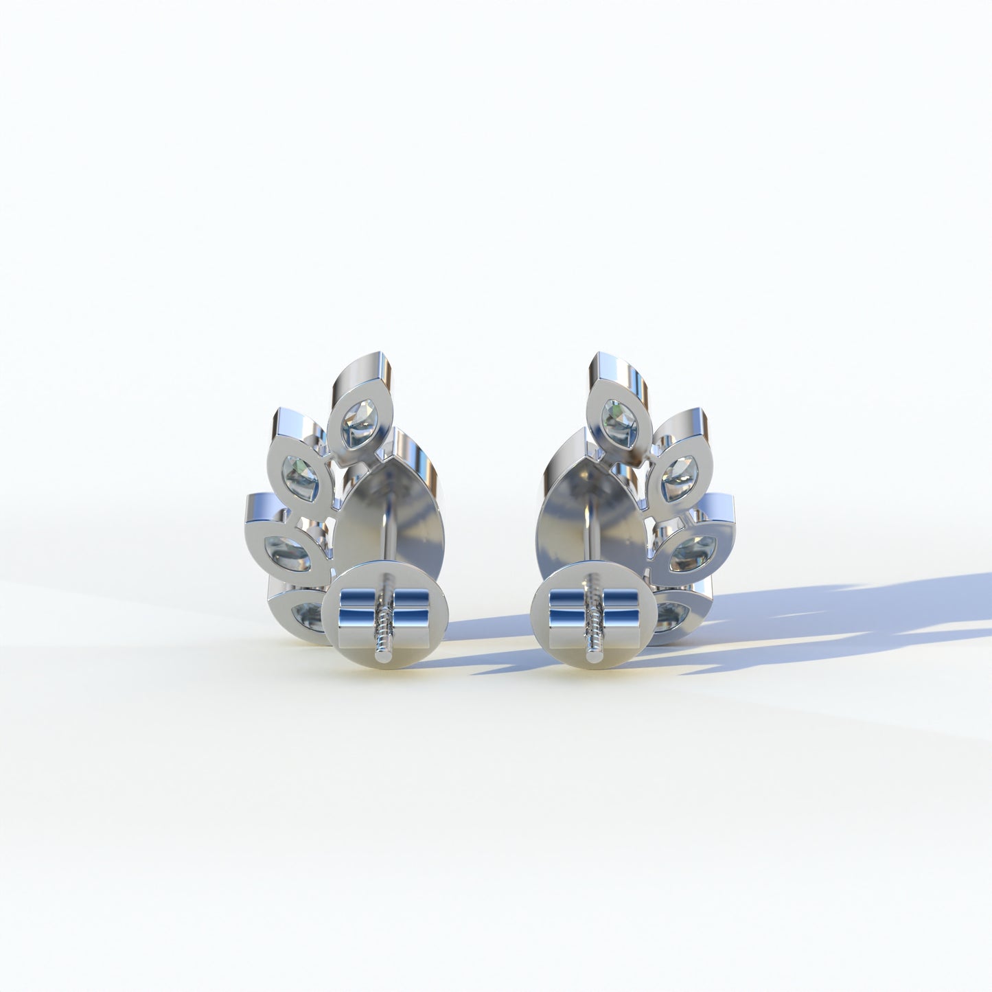 Blue Marquise Cut Lab Diamond Stud Earrings | Stunning Bezel Setting - Gardenia Cluster