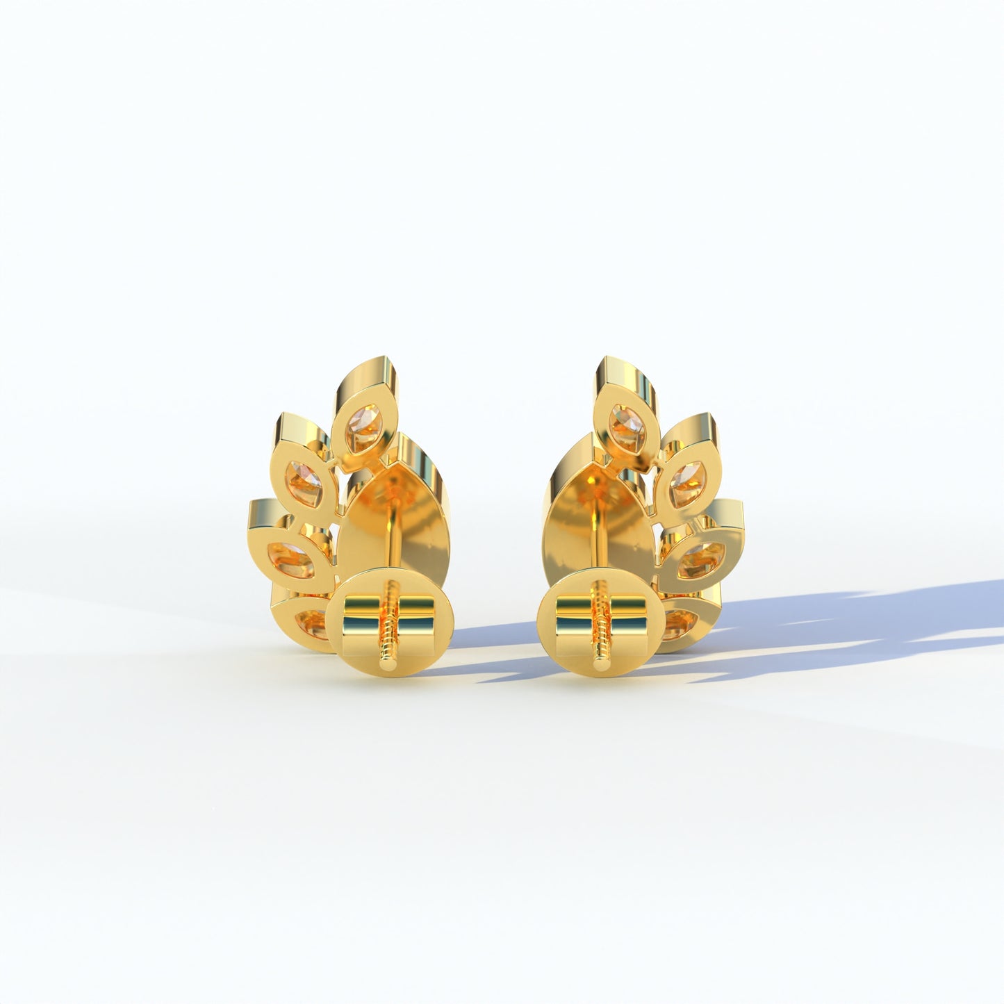 Yellow Marquise Cut Lab Diamond Stud Earrings | Stunning Bezel Setting - Gardenia Cluster