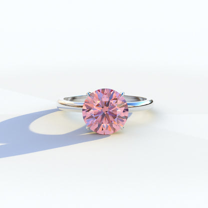 2.5 Carat Pink Round Cut Solitaire Lab Diamond Engagement Ring	