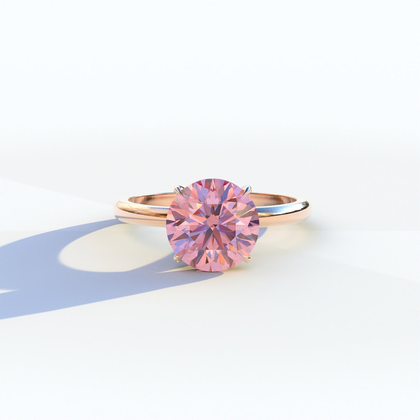 2.5 Carat Pink Round Cut Solitaire Lab Diamond Engagement Ring - Italia