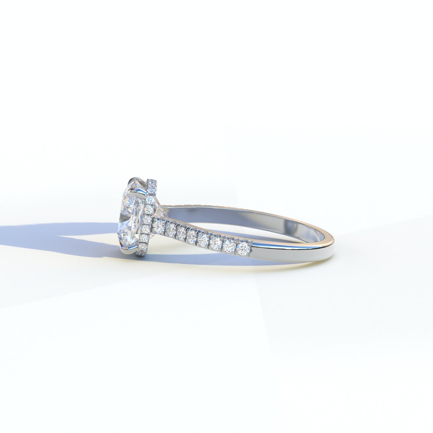 E VVS 2 Carat Cushion Cut Hidden Halo & Pave Lab Diamond Ring - Éblouissant