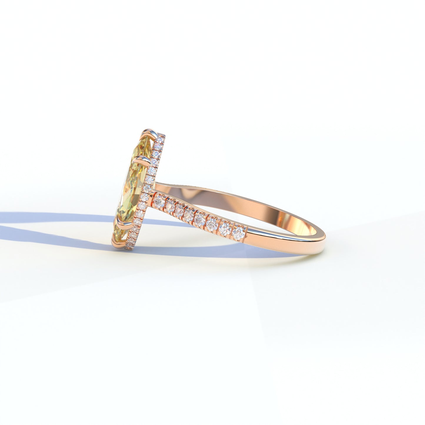 3 Ct Yellow Marquise Cut Lab Diamond In Hidden Halo & Pave Setting Ring - Charlotte