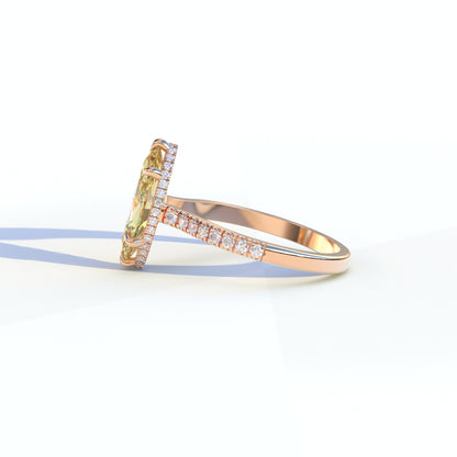 3 Ct Yellow Marquise Cut Lab Diamond In Hidden Halo & Pave Setting Ring - Charlotte