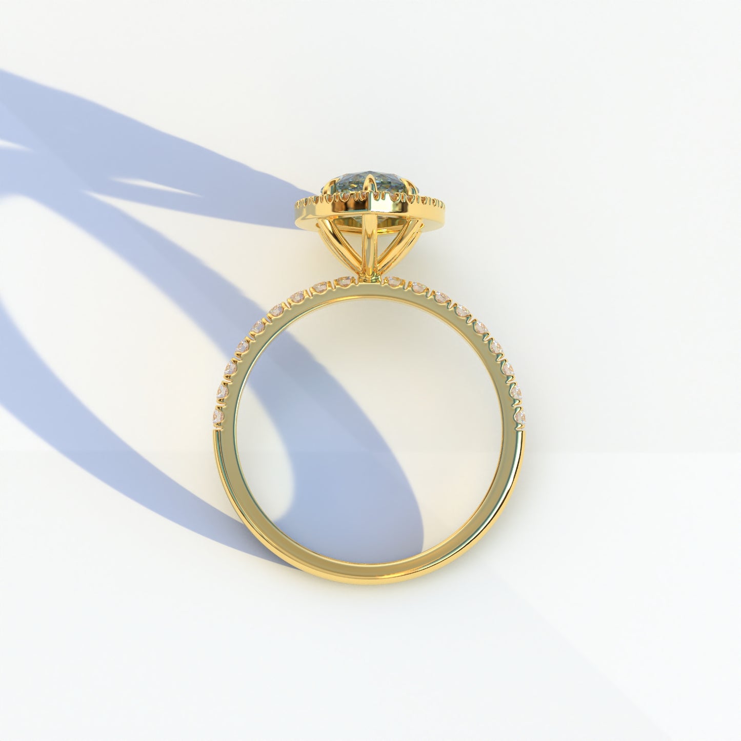 3 Carat Blue Marquise Cut Halo & Pave Setting Lab Diamond Ring - Simplicity