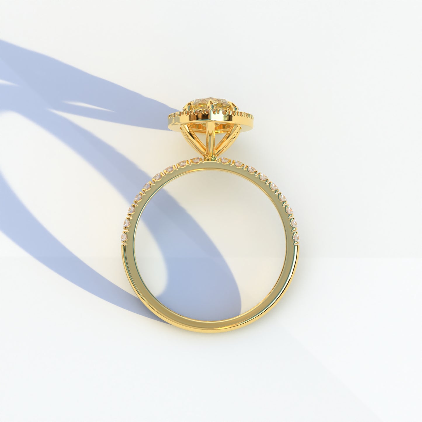 3 Carat Yellow Marquise Cut Halo & Pave Setting Lab Diamond Ring - Simplicity